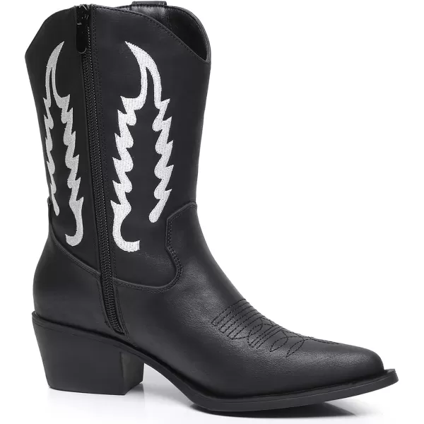 GLOBALWIN Women's Cowgirl Boots Mid Calf Western Cowboy Boots For Women Comfortable Low Heel With Zipper