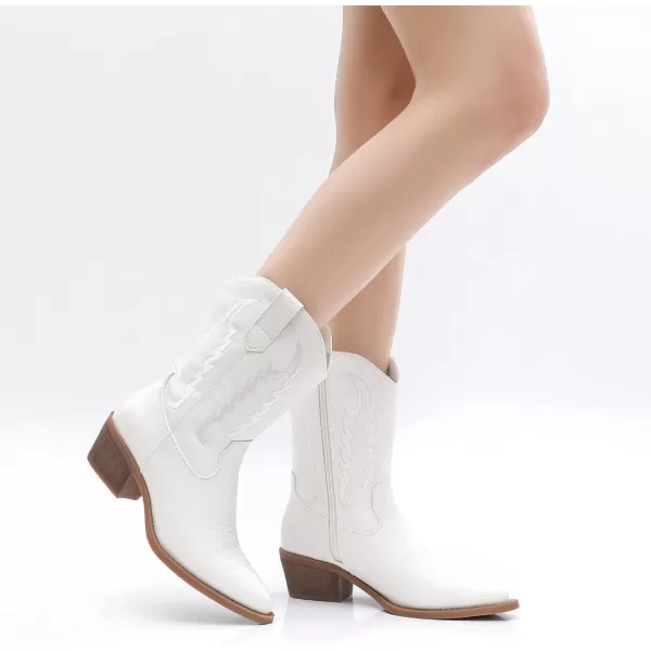 GLOBALWIN Women's Cowgirl Boots Mid Calf Western Cowboy Boots For Women Comfortable Low Heel With Zipper
