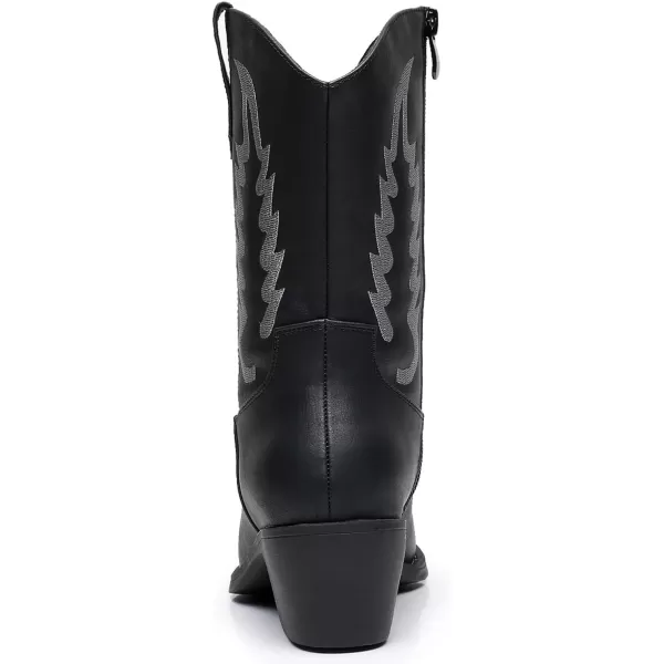 GLOBALWIN Women's Cowgirl Boots Mid Calf Western Cowboy Boots For Women Comfortable Low Heel With Zipper