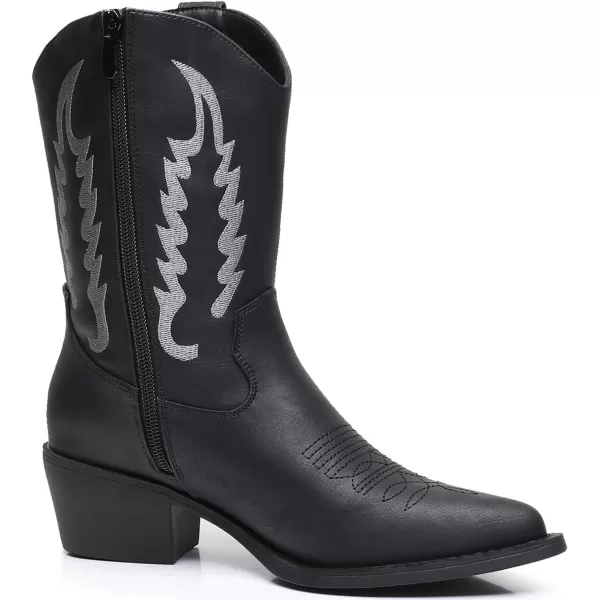 GLOBALWIN Women's Cowgirl Boots Mid Calf Western Cowboy Boots For Women Comfortable Low Heel With Zipper