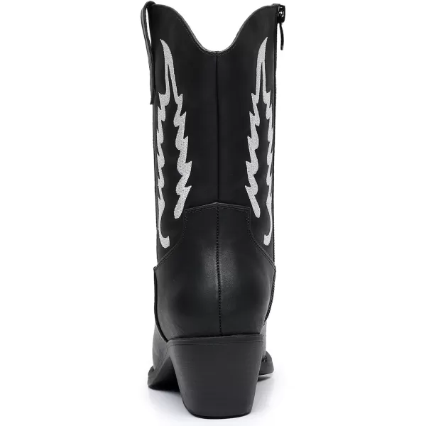 GLOBALWIN Women's Cowgirl Boots Mid Calf Western Cowboy Boots For Women Comfortable Low Heel With Zipper