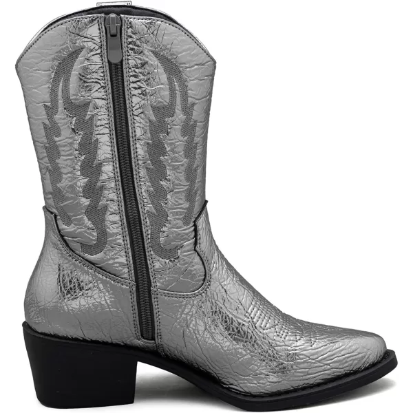 GLOBALWIN Women's Cowgirl Boots Mid Calf Western Cowboy Boots For Women Comfortable Low Heel With Zipper