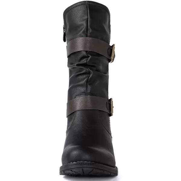 GLOBALWIN Women's Mid Calf Comfortable Fashion Dress Boots For Women Low Heel With Zipper