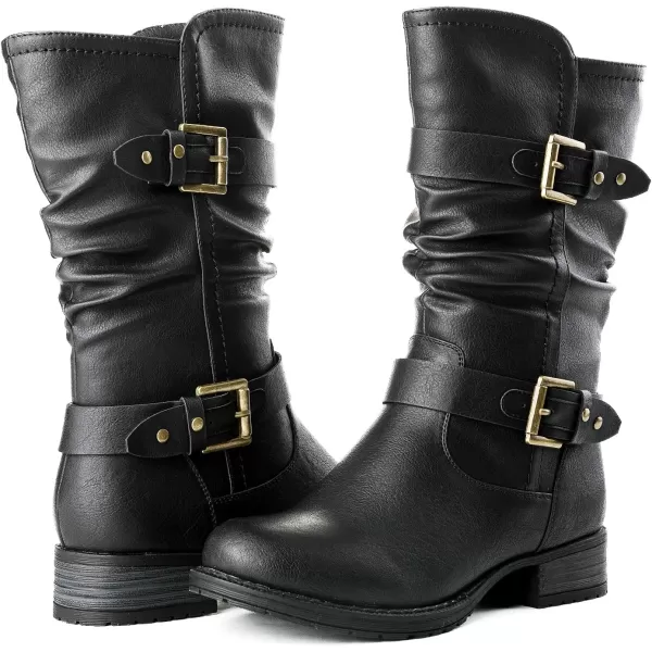 GLOBALWIN Women's Mid Calf Comfortable Fashion Dress Boots For Women Low Heel With Zipper