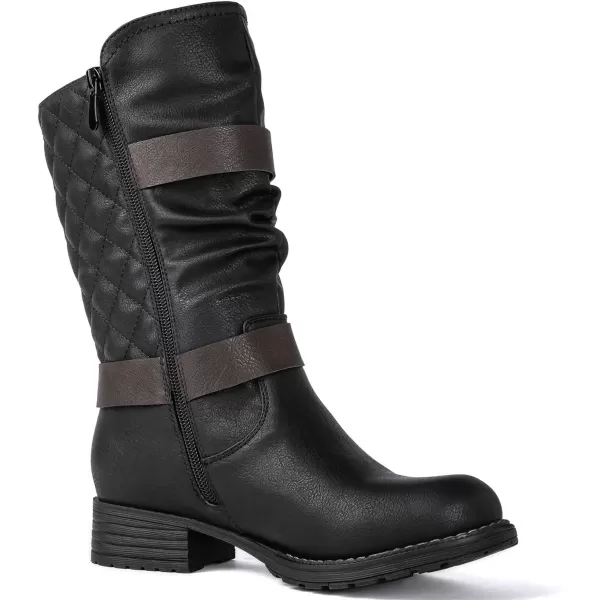 GLOBALWIN Women's Mid Calf Comfortable Fashion Dress Boots For Women Low Heel With Zipper