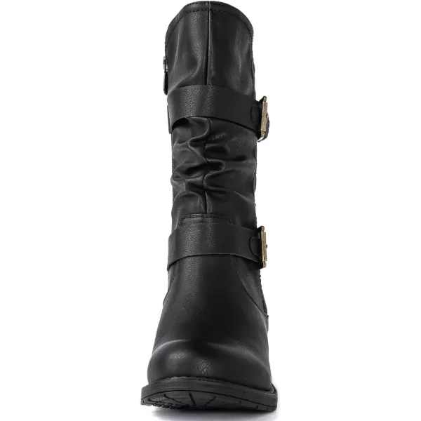 GLOBALWIN Women's Mid Calf Comfortable Fashion Dress Boots For Women Low Heel With Zipper
