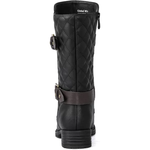 GLOBALWIN Women's Mid Calf Comfortable Fashion Dress Boots For Women Low Heel With Zipper