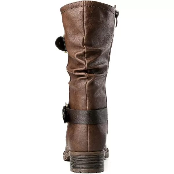 GLOBALWIN Women's Mid Calf Comfortable Fashion Dress Boots For Women Low Heel With Zipper