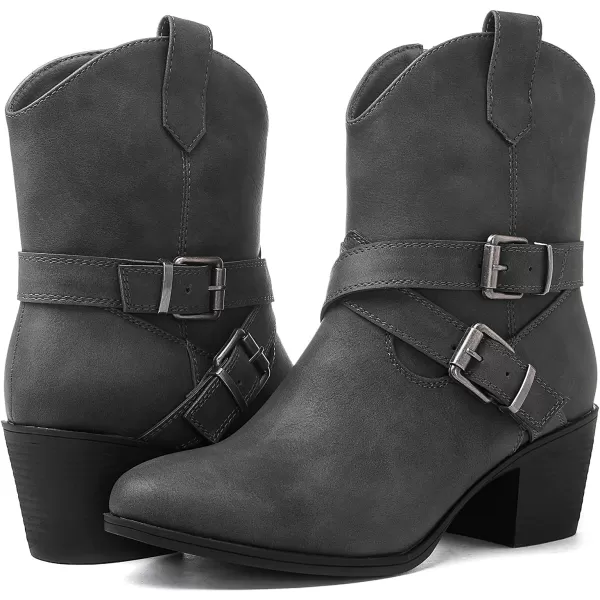 GLOBALWIN Women's Mid Calf Western Cowboy Boots Comfortable Cowgirl Boots for Women With Zipper Chunky Low Heel