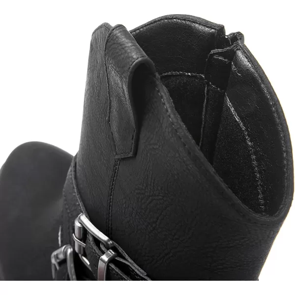GLOBALWIN Women's Mid Calf Western Cowboy Boots Comfortable Cowgirl Boots for Women With Zipper Chunky Low Heel