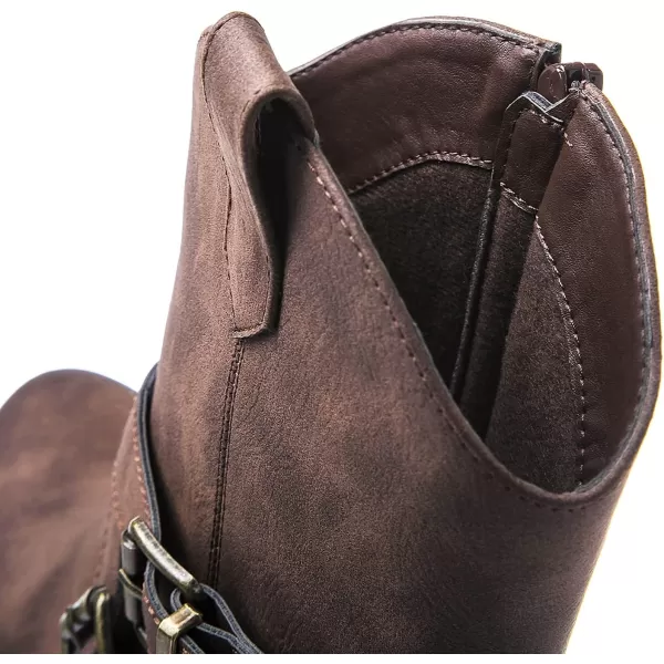 GLOBALWIN Women's Mid Calf Western Cowboy Boots Comfortable Cowgirl Boots for Women With Zipper Chunky Low Heel