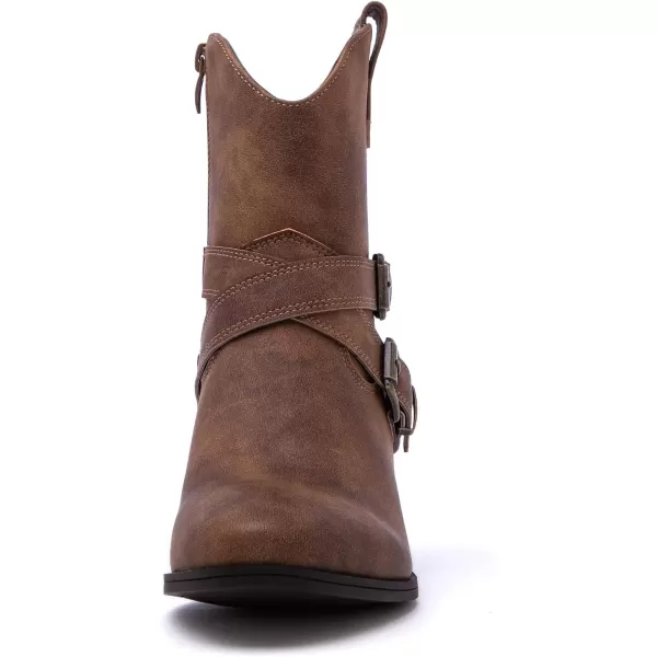 GLOBALWIN Women's Mid Calf Western Cowboy Boots Comfortable Cowgirl Boots for Women With Zipper Chunky Low Heel