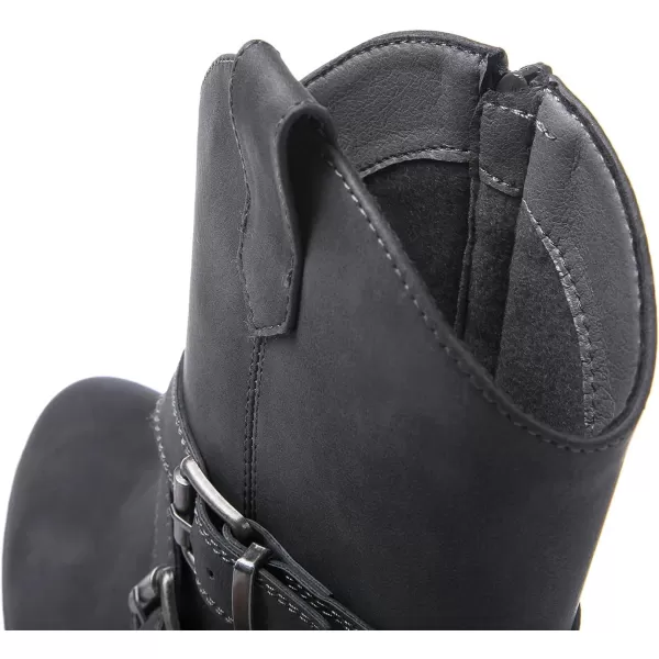 GLOBALWIN Women's Mid Calf Western Cowboy Boots Comfortable Cowgirl Boots for Women With Zipper Chunky Low Heel