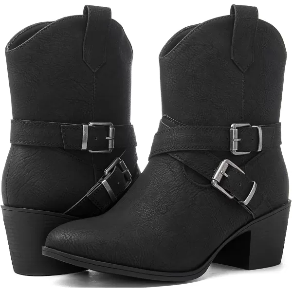 GLOBALWIN Women's Mid Calf Western Cowboy Boots Comfortable Cowgirl Boots for Women With Zipper Chunky Low Heel