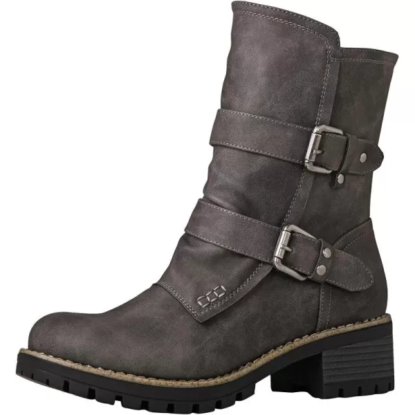 GLOBALWIN Women's Biker Boots Lace up Mid Calf Motorcycle Fashion Festival Boots Combat Riding Military Boots for Women