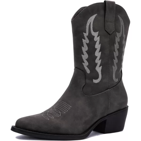 GLOBALWIN Women's Cowgirl Boots Mid Calf Western Cowboy Boots For Women Comfortable Low Heel With Zipper