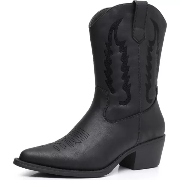 GLOBALWIN Women's Cowgirl Boots Mid Calf Western Cowboy Boots For Women Comfortable Low Heel With Zipper