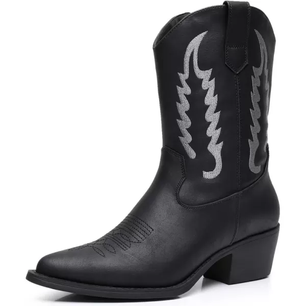 GLOBALWIN Women's Cowgirl Boots Mid Calf Western Cowboy Boots For Women Comfortable Low Heel With Zipper
