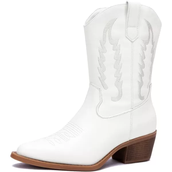 GLOBALWIN Women's Cowgirl Boots Mid Calf Western Cowboy Boots For Women Comfortable Low Heel With Zipper