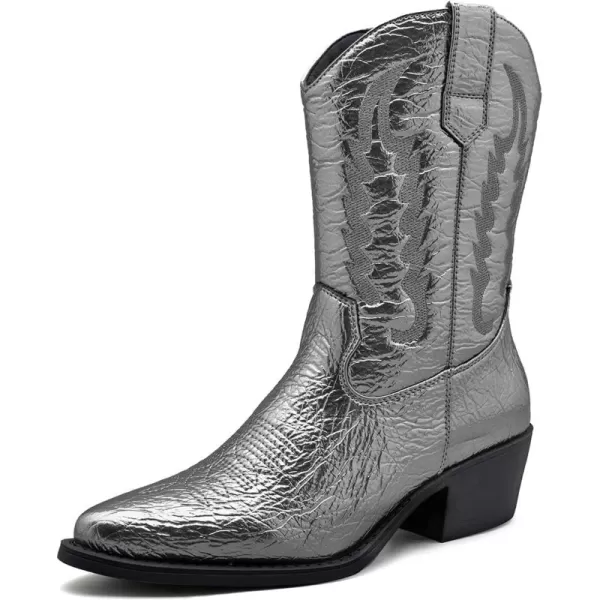 GLOBALWIN Women's Cowgirl Boots Mid Calf Western Cowboy Boots For Women Comfortable Low Heel With Zipper