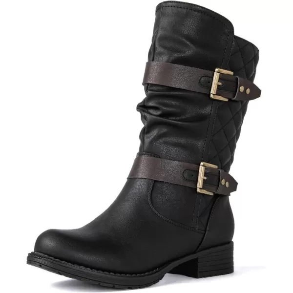 GLOBALWIN Women's Mid Calf Comfortable Fashion Dress Boots For Women Low Heel With Zipper