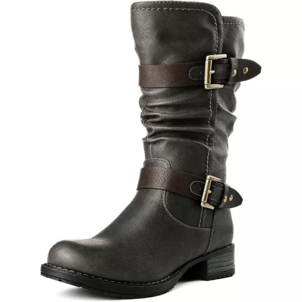 GLOBALWIN Women's Mid Calf Comfortable Fashion Dress Boots For Women Low Heel With Zipper