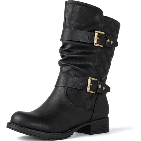 GLOBALWIN Women's Mid Calf Comfortable Fashion Dress Boots For Women Low Heel With Zipper