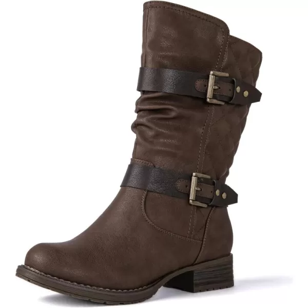 GLOBALWIN Women's Mid Calf Comfortable Fashion Dress Boots For Women Low Heel With Zipper