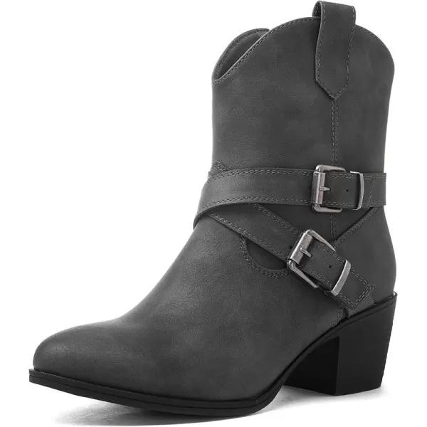 GLOBALWIN Women's Mid Calf Western Cowboy Boots Comfortable Cowgirl Boots for Women With Zipper Chunky Low Heel