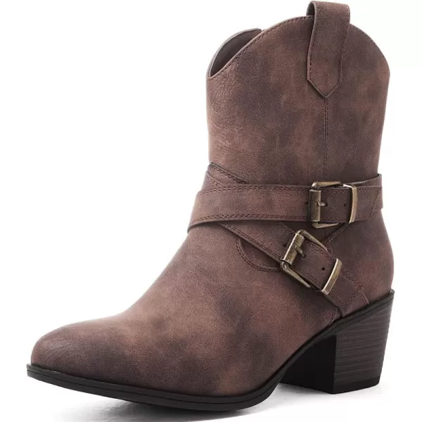 GLOBALWIN Women's Mid Calf Western Cowboy Boots Comfortable Cowgirl Boots for Women With Zipper Chunky Low Heel
