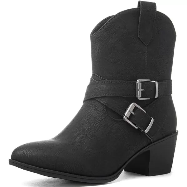 GLOBALWIN Women's Mid Calf Western Cowboy Boots Comfortable Cowgirl Boots for Women With Zipper Chunky Low Heel