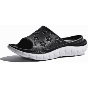 imageGLOBALWIN Sports Recovery Slides for Women Ava Sports Sandals With Comfortable Arch Support Indoor Outdoor Cloud Slippers Reduce Stress on Feet Lightweight Pillow SlidesSs232 Black White