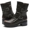 imageGLOBALWIN Lace up Mid Calf Motorcycle Fashion Festival Boots Combat Riding Military Boots for Women19yy19 Brown Distressed