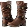 imageGLOBALWIN Womens Mid Calf Comfortable Fashion Dress Boots For Women Low Heel With ZipperBrown