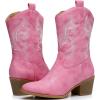 imageGLOBALWIN Womens Mid Calf The Western Cowgirl Boots Fashion Cowboy Boots For Women Chunky Low Heel19yy17pink