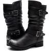 imageGLOBALWIN Womens Mid Calf Comfortable Fashion Dress Boots For Women Low Heel With Zipper17yy10 Silver Distressed