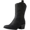 imageGLOBALWIN Womens Mid Calf The Western Cowgirl Boots Fashion Cowboy Boots For Women Chunky Low Heel19yy17black