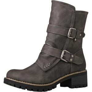 imageGLOBALWIN Lace up Mid Calf Motorcycle Fashion Festival Boots Combat Riding Military Boots for Women19yy19grey