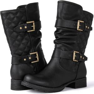 imageGLOBALWIN Womens Mid Calf Comfortable Fashion Dress Boots For Women Low Heel With Zipper17yy10 Black2