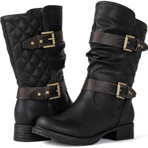 imageGLOBALWIN Womens Mid Calf Comfortable Fashion Dress Boots For Women Low Heel With Zipper17yy10 BlackBrown