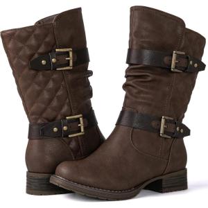 imageGLOBALWIN Womens Mid Calf Comfortable Fashion Dress Boots For Women Low Heel With Zipper17yy10 Brown2