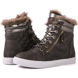 imageGLOBALWIN Womens Platform Wedge Sneakers Outdoor AntiSlip Winter Snow Hiking Furry Ankle Boots for Women21yy02 Grey1