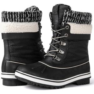 imageGLOBALWIN Womens Waterproof Winter Boots Snow Boots For Women1910 BlackWhite