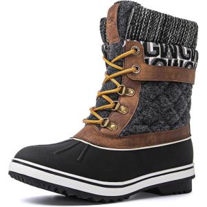 imageGLOBALWIN Womens Waterproof Winter Boots Snow Boots For Women1910 BrownPrints