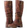 imageGLOBALWIN Womens Chunky Low Heels Boots Knee High Boots For Women19yy15 Brown