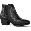 imageGLOBALWIN Womens Cowgirl boots Western Short Ankle Pull On Comfortable Cowboy Boots For Women Low Heel21yy01 Black3