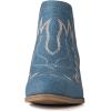 imageGLOBALWIN Womens Cowgirl boots Western Short Ankle Pull On Comfortable Cowboy Boots For Women Low Heel21yy01 Denim