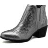 imageGLOBALWIN Womens Cowgirl boots Western Short Ankle Pull On Comfortable Cowboy Boots For Women Low Heel21yy01 Metallic Silver