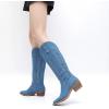imageGLOBALWIN Womens Knee High Long Pointed Toe Western Cowboy Boots For Women23yy03 Denim Blue