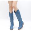 imageGLOBALWIN Womens Knee High Long Pointed Toe Western Cowboy Boots For Women23yy03 Denim Blue